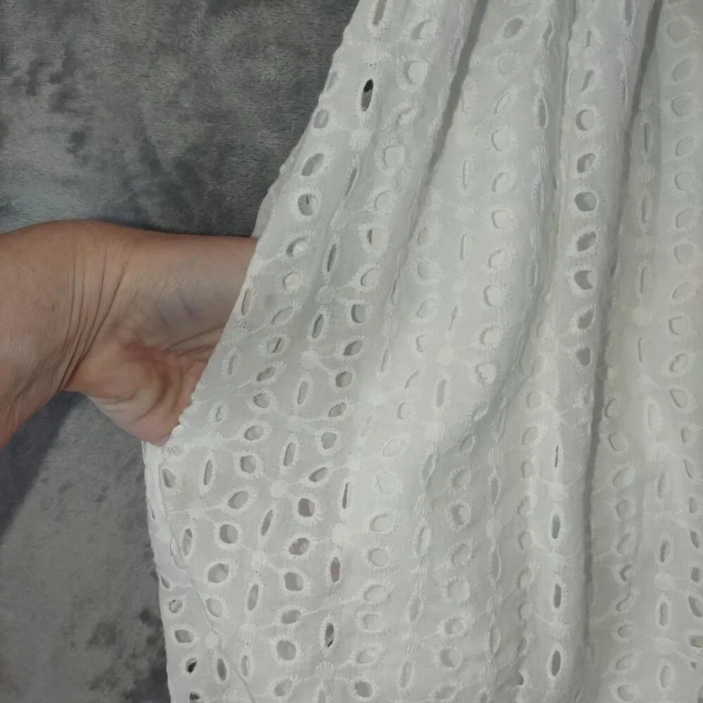 Unbranded Women's XS‎ White Summer Romper Eyelet Lace Scallop Hem Ruffle Sleeves